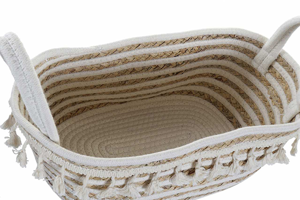 Basket cotton fiber 32x23x15 tassels handle 3 mod.