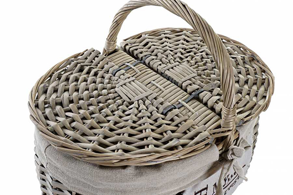 Picnic basket wicker fabric 35x25x20 natural