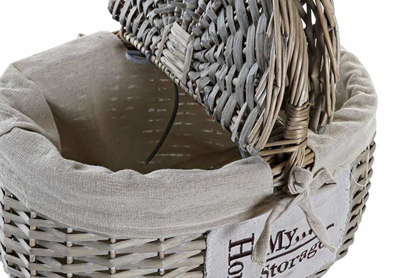 Picnic basket wicker fabric 35x25x20 natural