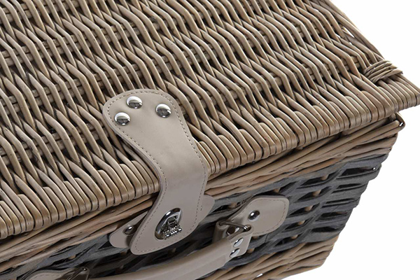 Picnic basket wicker polyester 40x28x19 4 services