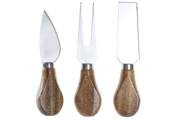 Cutting/chopping board acacia 42x25x2,2 3 knives