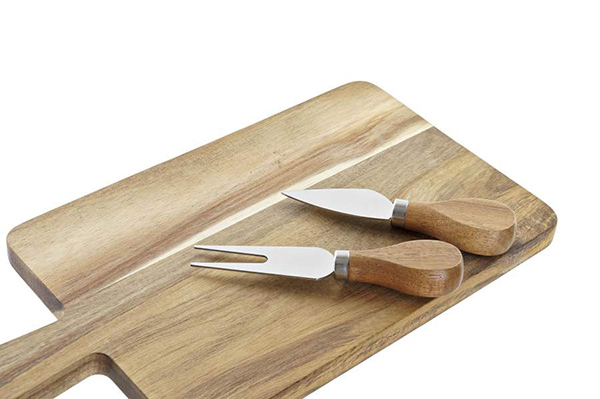 Cutting/chopping board set 3 acacia inox 34x16x3,2