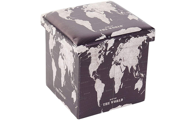 Kutija world map black 34x34x34