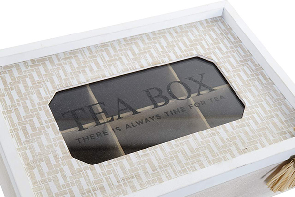 Tea box wood glass 24x16x7,5 flecos white