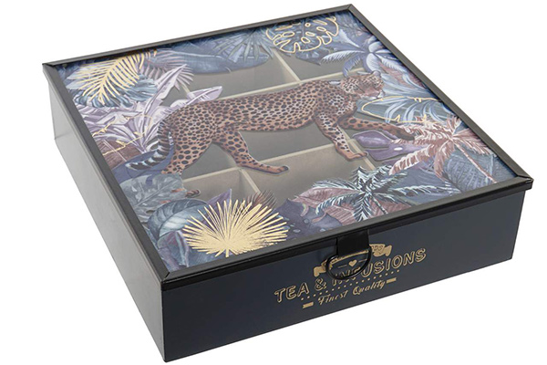 Kutija za čaj leopard black 24x24x6,5
