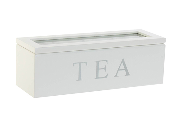 Tea box mdf glass 26x9x9 white