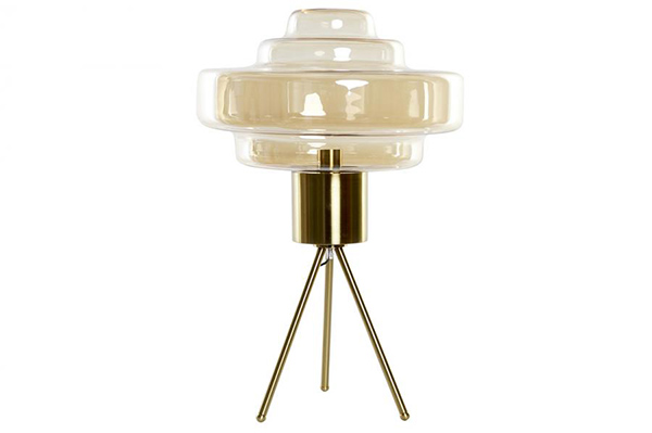 Table lamp glass metal 45x45x70 amber
