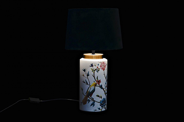 Table lamp metal polyester 28x28x50 flowers 2 mod.