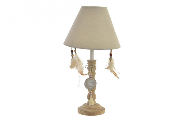 Table lamp polyester wood 23x23x42 ikat pearly