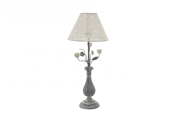Table lamp wood polyester 25x25x57 flower decape