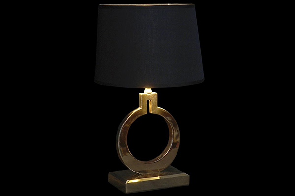 Table lamp metal linen 28x28x47 circle black