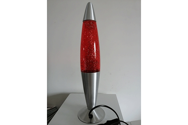 Lampa lava crvena sa šljokicama 42 cm