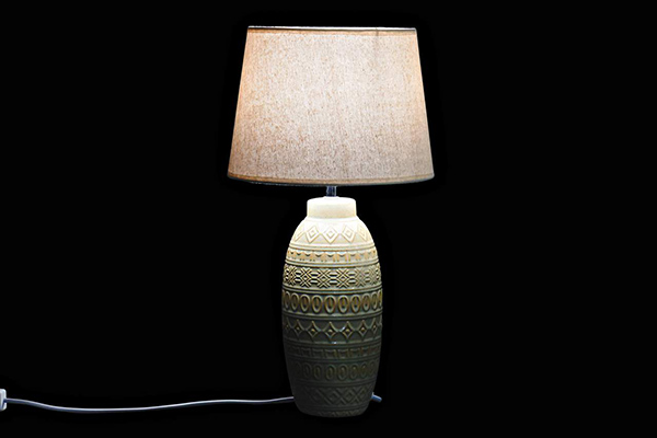 Table lamp stoneware linen 25x25x46 2 mod.