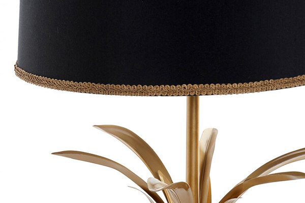 Table lamp metal linen 38x38x68 leaves black