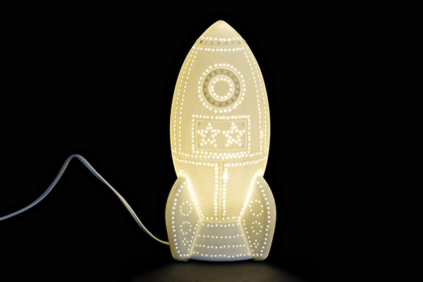Table lamp porcelain 15x15x31,5 rocket white