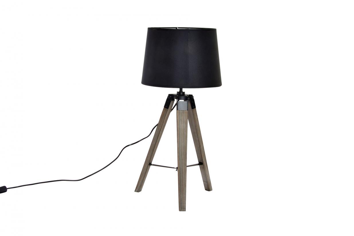 Table lamp wood polyester 30x65 industrial black