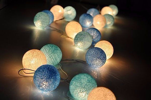 Lampioni loptice led/na baterije 20 loptica 300cm plave nijanse