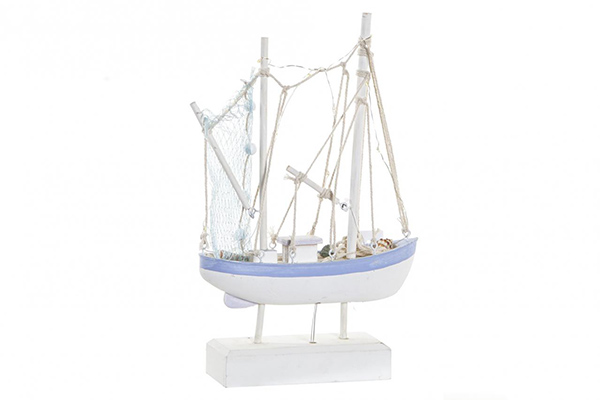 Figure led wood 19x5,5x29,5 ship blue