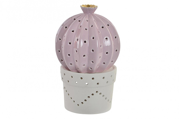 Decorative light led stoneware 12,5x12,5x20,5 pink