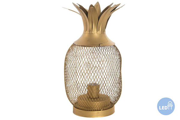Table lamp led metal 13x25 pineapple golden