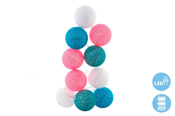 Garland led cotton 150x6x6 6 10 balls multicolored