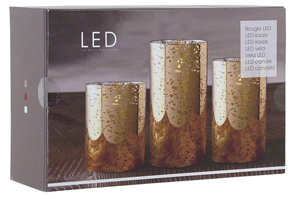 Led sveća sparkly 7,5x7,5x15 3 modela