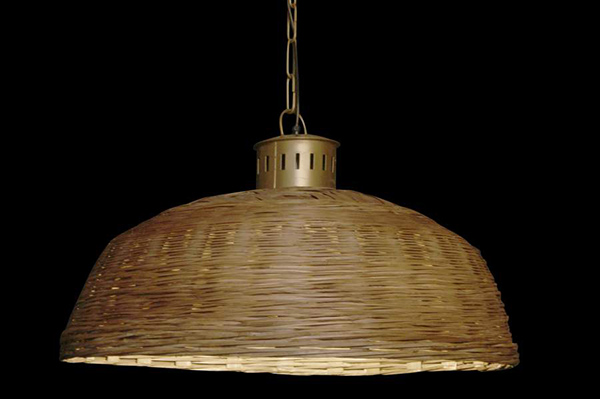 Ceiling lamp wicker metal 74x74x47 brown