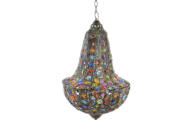 Ceiling lamp metal acrylic 33x34,5x54 ethnic aged
