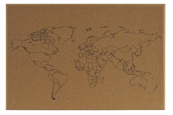 Memo set 6 cork mdf 60x2x40 world map natural