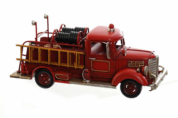 Decorative vehicle metal 25x10x11 firefighters red