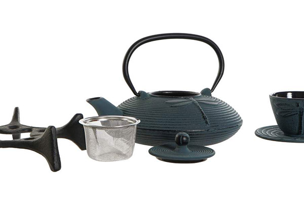 Metalni čajnik sa dve šoljice blue 21x17,5x14 800 ml