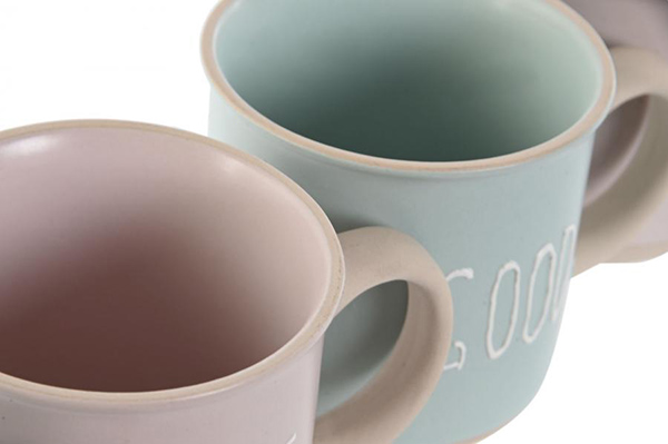 Mug set 4 stoneware 9,7x7x9,2 355ml pink