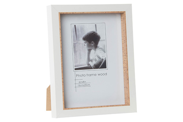 Photo frame wood cork 15x20 18x23x3 natural white
