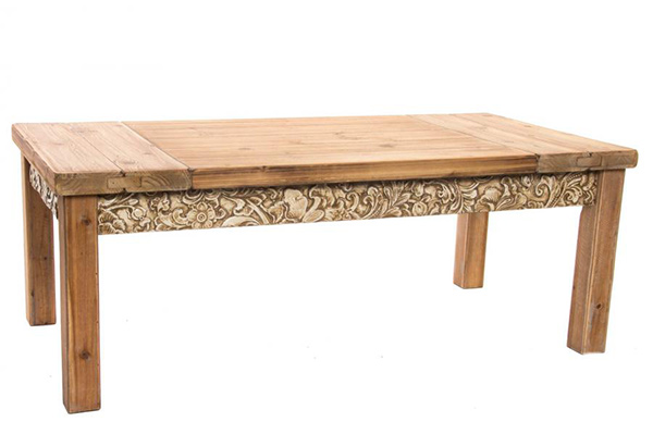 Auxiliary table wood 120x60x45,5 natural carved