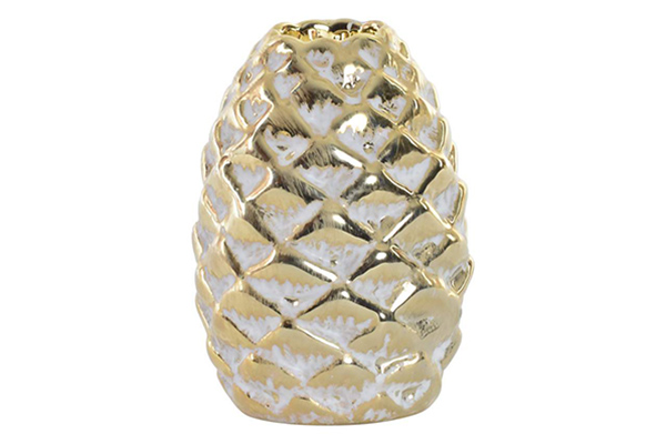 Candle holder ceramic 7x7x10 pineapple decape