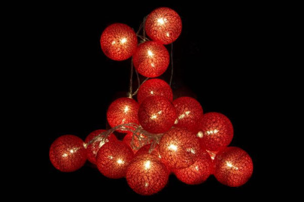 Guirlande led coton 6x300 20 balles rouge