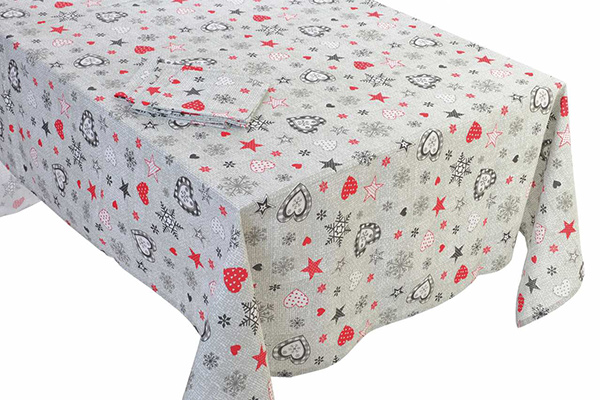 Tablecloth cotton 150x150 4 napkins grey