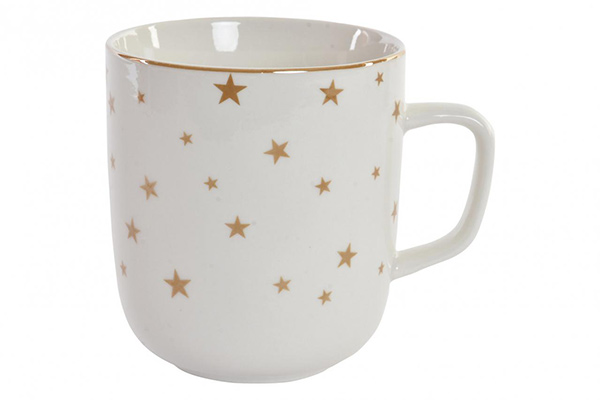 Mug porcelain 8,5x8,5x9,5 400ml. stars golden