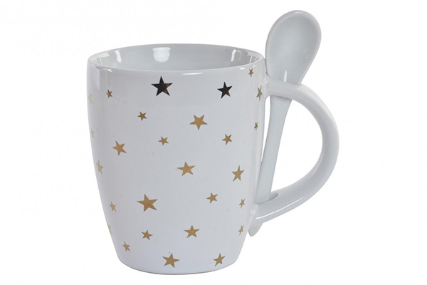 Mug porcelain 8,5x5,5x10 300ml. stars golden