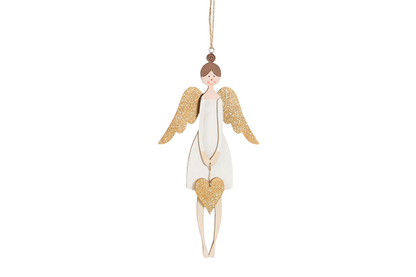 Hanging rustic angel heart decoration