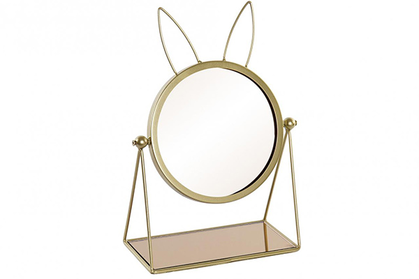 Jewelry box mirror metal 22x10x31 rabbit golden