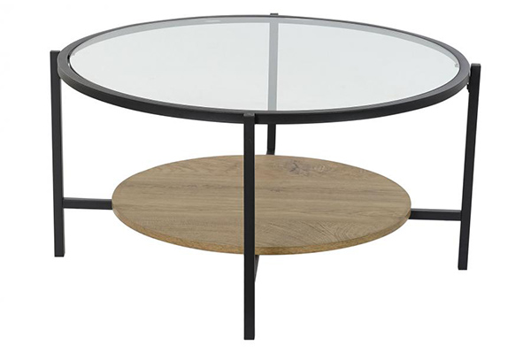 Coffee table metal glass 84x84x43 black