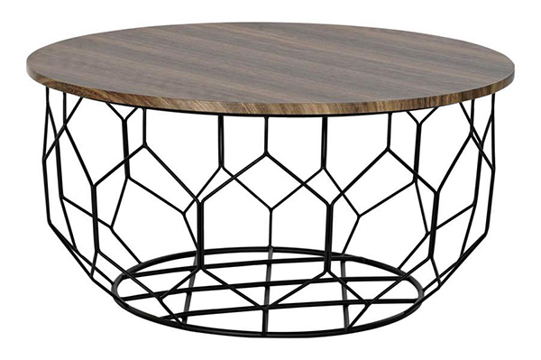 Coffee table metal wood 75x75x38 black