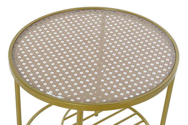 Auxiliary table iron glass 49,5x49,5x49,5 golden