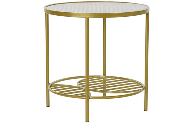 Auxiliary table iron glass 49,5x49,5x49,5 golden