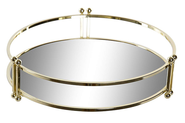 Decoration tray metal mirror 21,5x21,5x5,5 golden
