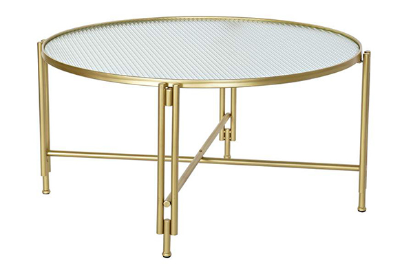 Coffee table metal glass 80x80x42,5 golden