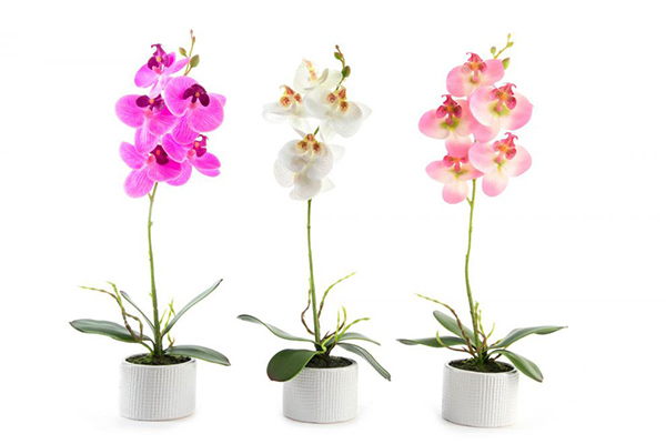 Flower polyester stoneware 34 cm orchid 3 mod.