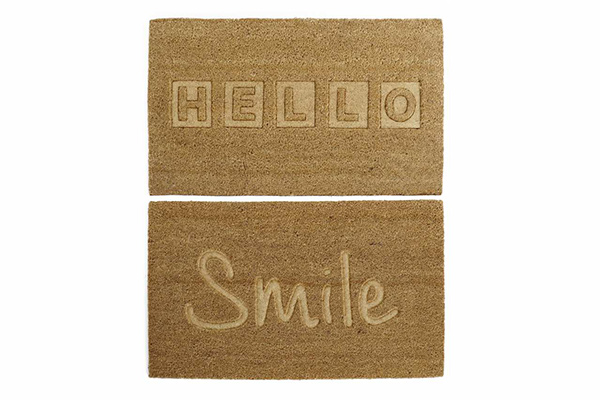 Doormat coco fiber 75x45x1,5 hello smile 2 mod.