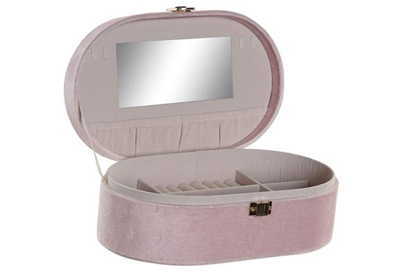 Ovalna roze kutija za nakit 25x16x9